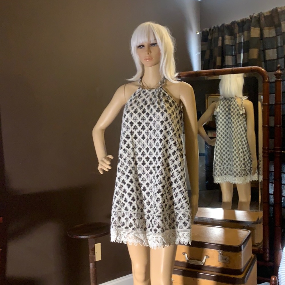 Off white & Black Halter Mini Dress XS